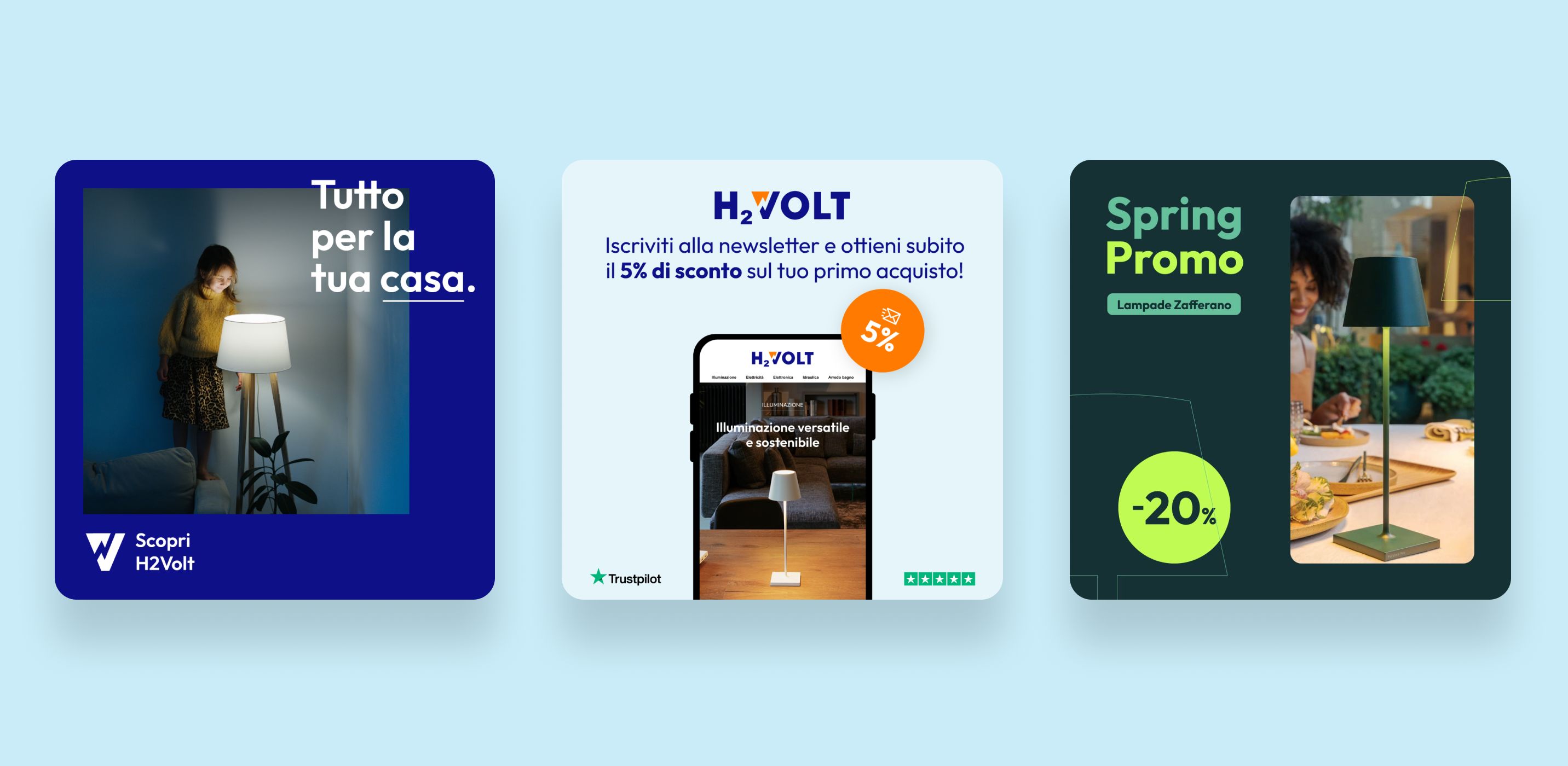 3 esempi di visual creativi per digital advertising di h2volt.